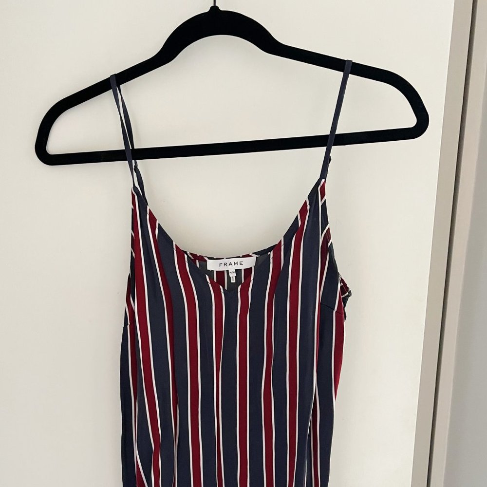 Frame Denim Red/White/Blue Striped Sleeveless Cami Top, Size M